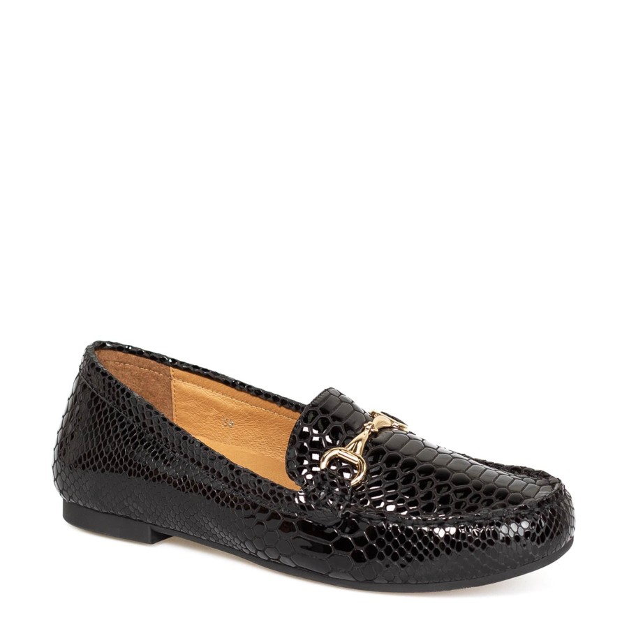 Flats & Sandals LEISURES | Romeo Black Patent Croc Black Croc Patent